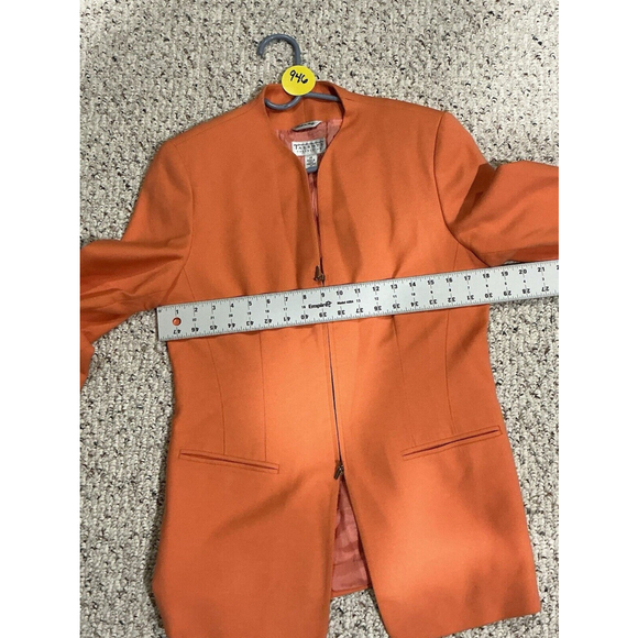 Woman’s Talbots Collections Front Full Zip Fully Lined Orange Suit Blazer 10 - Picture 6 of 9